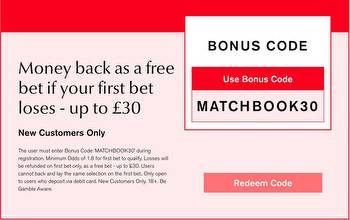 Matchbook bonus code and sign-up offer: £20 free bet for May 2023