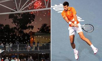 Moment Novak Djokovic's match is delayed due to fireworks display in Adelaide