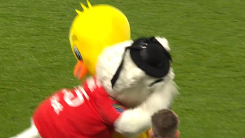 Nantes MASCOT stretchered off after being rugby tackled by Ligue 1 rival as costume’s head flies off