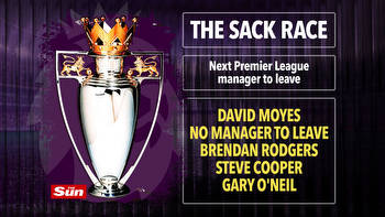Next Premier League manager sacked odds: David Moyes favourite, Brendan Rodgers and Steve Cooper in behind