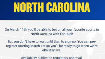 North Carolina has yet to approve any license, but one online sportsbook says it'll be available in March