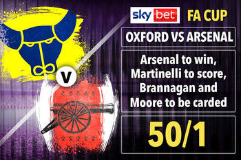 Oxford v Arsenal: Get Gunners to win, Martinelli to score, Brannagan and Moore both carded at 50/1 with Sky Bet