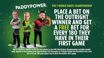PDC World Darts Championship: Bet on outright winner get a free bet for every 180 on Paddy Power