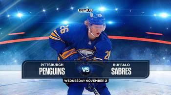 Penguins vs Sabres nov 02 Prediction, Stream, Odds & Picks