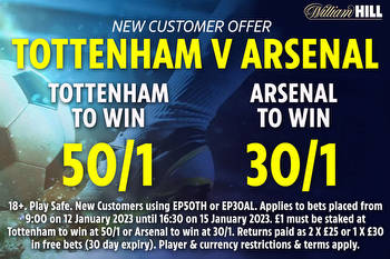 Premier League offer: Get Tottenham to win at 50/1 OR Arsenal at 30/1 with William Hill