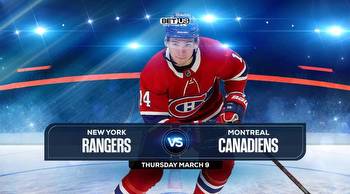 Rangers vs Canadiens Prediction, Stream, Odds and Picks, Mar 09