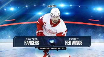 Rangers vs Red Wings Prediction, Stream, Odds and Picks, Feb 23