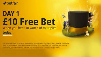 Royal Ascot: Get a £10 free bet when you bet £10 worth of multiples on Tuesday's racing with Betfair