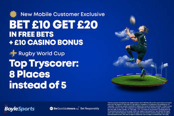 Rugby World Cup 2023: Get £20 in free bets and £10 casino bonus with BoyleSports, plus try scorer price boost