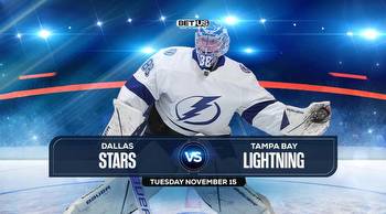 Stars vs Lightning Prediction, Preview, Odds, Picks, Nov. 15