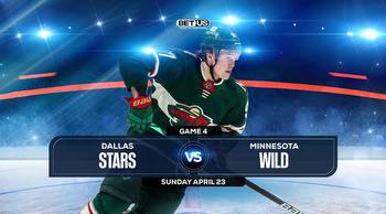 Stars vs Wild Game 4 Prediction, Stream, Odds and Picks Apr 23