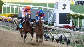 Swiss Skydiver outlasts Authentic at 2020 Preakness Stakes