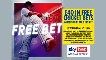 The Ashes free bets: Get £40 bonus when you stake £10 on cricket with Sky Bet