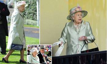 The Queen is lovely in cream as she arrives to see the royal steeds compete at Royal Ascot