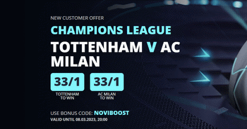 Tottenham vs AC Milan Betting: Back Spurs or AC Milan at 33/1 odds with Novibet