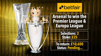 Two punters set to win over £20,000 if Arsenal win Premier League AND Europa League double