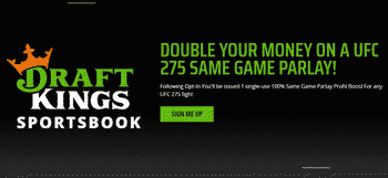 UFC 275 DraftKings 100% Same Game Parlay Boost Promotion