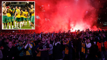 Watch wild scenes as Australians party at 3.30am with flares and dancing in streets after reaching World Cup knockouts