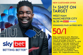 West Ham v Manchester City: Get boosted odds of 50/1 for a shot on target in Sunday's Premier League clash with Sky Bet