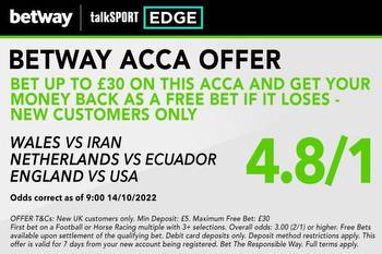 Win £177 or get £30 matched FREE BET if your first World Cup acca loses with Betway