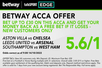Win £198 or get £30 matched FREE BET if your first Premier League acca loses with Betway