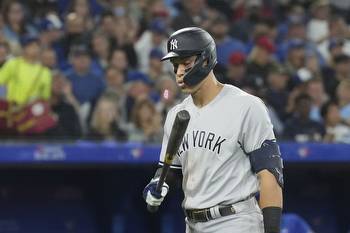 Yankees’ Aaron Judge reacts to getting walked with game on the line