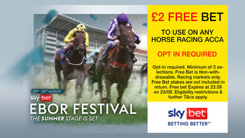 York Ebor Festival offer: £2 free bet to use on any horse racing acca with Sky Bet