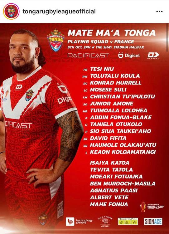 St Helens & Huddersfield Giants men named for Tonga as Castleford Tigers signing called up meanwhile Leeds Rhinos man named for France