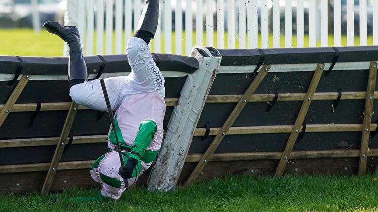 Amazing photos show jockey Jonjo O'Neill Jr take head-first fall onto the turf after unruly horse unseats him at Exeter
