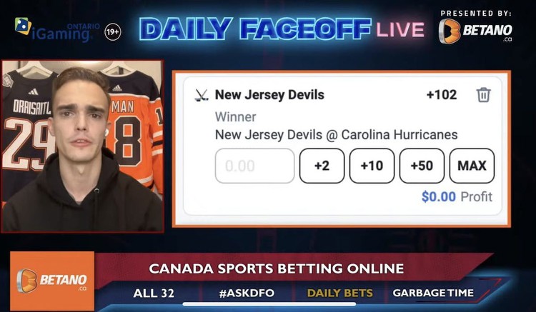 Betano Daily Bets: New Jersey Devils Moneyline & Zach Hyman goal prop