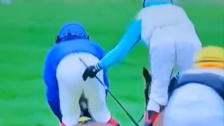 Bizarre moment Oisin Murphy gets 'tickled' by rival jockey seconds after winning big race