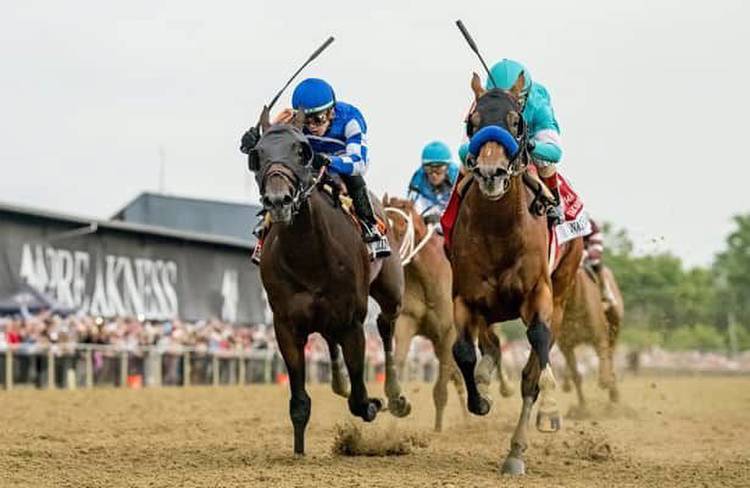 Blazing Sevens nearly overcomes wide trip to win Preakness