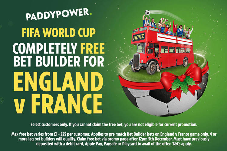 bonus offer: Get a completely free bet builder for World Cup quarter final clash with Paddy Power