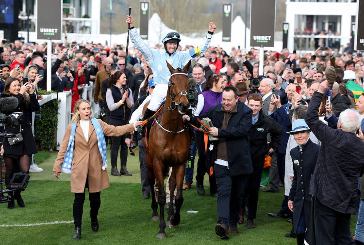 Rachael Blackmore returns in triumph after Honeysuckle’s Champion Hurdle victory in 2022. Photo: Dan Abraham/focusonracing.com