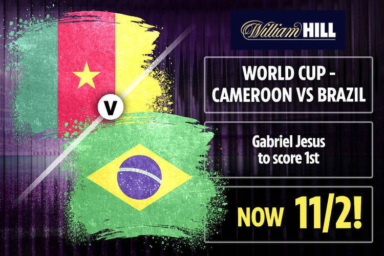 Cameroon vs Brazil: Gabriel Jesus to score first boosted to 11/2 with William Hill