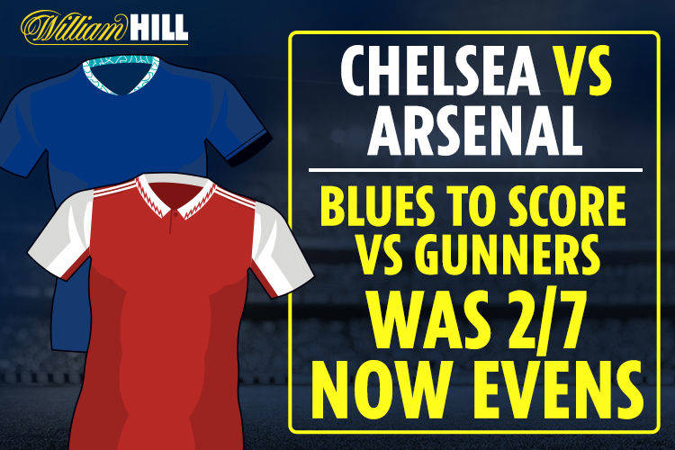 Chelsea vs Arsenal: Get Blues to score at massive EVENS with William Hill