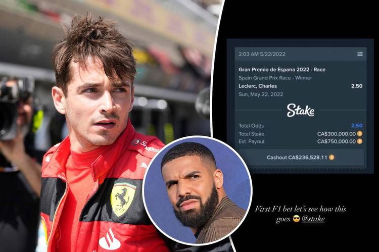 Drake loses $230K on F1 driver Charles Leclerc crypto bet