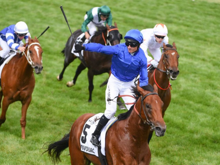 Bivouac ridden by Glen Boss wins the Seppelt Wines Newmarket Handicap at Flemington Racecourse on March 07, 2020 in Flemington, Australia. (Natasha Morello/Racing Photos via Getty Images)