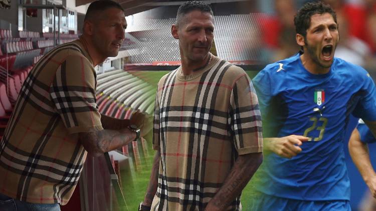 Italy legend Marco Materazzi looks hard as nails in £450 Burberry short-sleeved wool top on World Cup tour