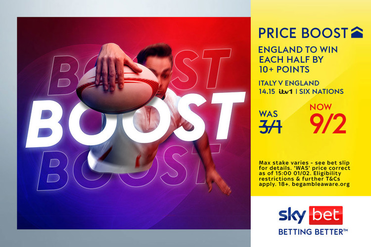 Italy vs England, Six Nations 2024: Get England to win each half by 10+ points at 9/2 with Sky Bet, plus get £30 bonus