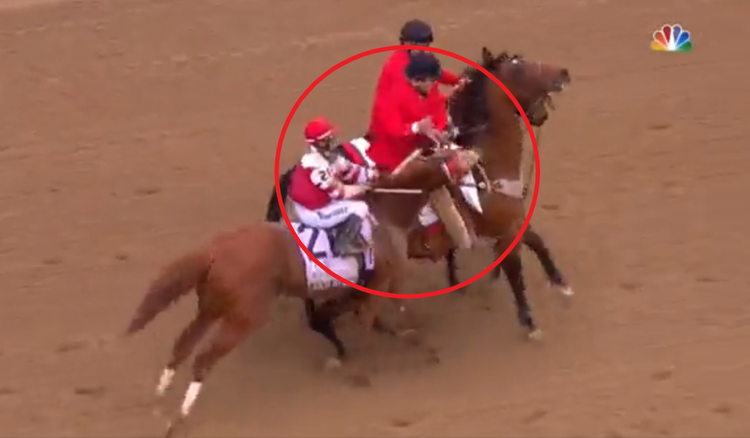 'Mad' Kentucky Derby winner Rich Strike BITES man and horse in shocking post-race footage