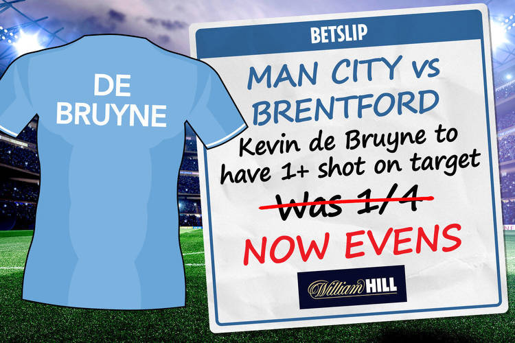 Man City vs Brentford: Get Kevin de Bruyne to have 1+ shot on target at Evens with William Hill price boost