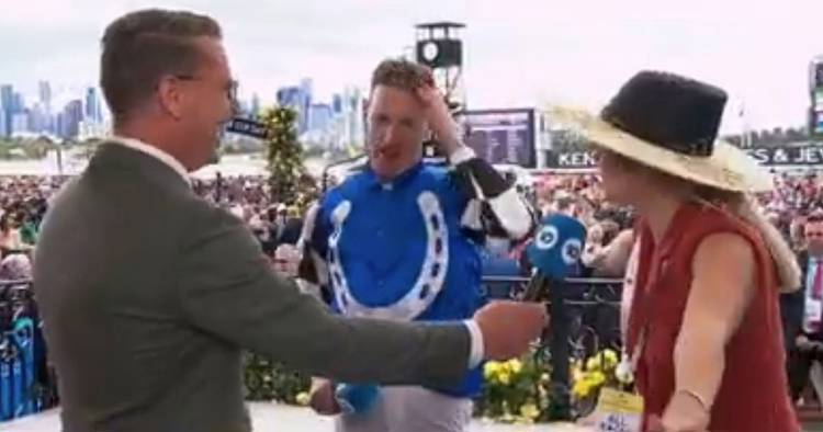 Melbourne Cup-winning jockey drops F-bomb live on TV as wife screams with joy