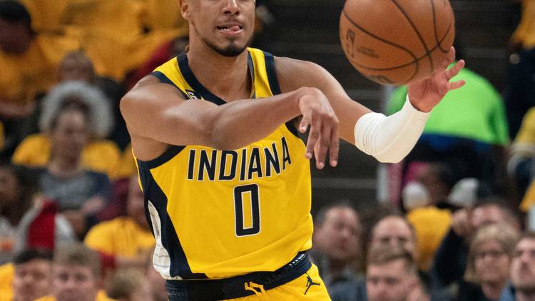 Pacers guard TJ McConnell pushes Tyrese Haliburton