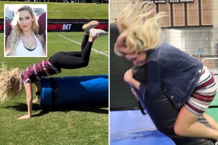 Paige Spiranac hilariously trolls herself as stunning golf influencer tries her hand at RUGBY