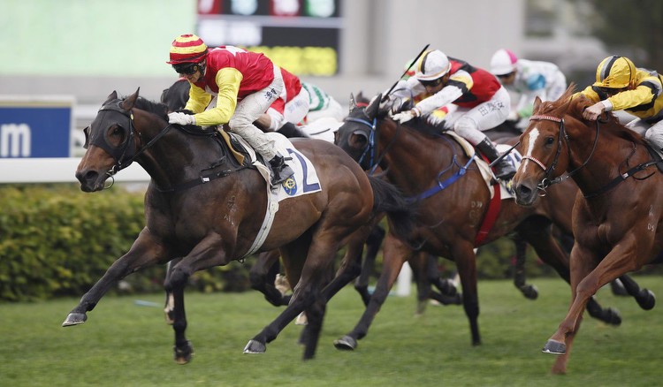 Zac Purton dashes clear on Grade One to win at Sha Tin on Sunday.