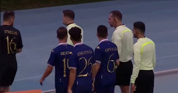 Players leave pitch mid-match after odd refereeing decision and 'corruption' allegation