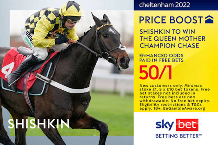 Shishkin to win the Champion Chase at Cheltenham Festival 50/1 with SkyBet offer