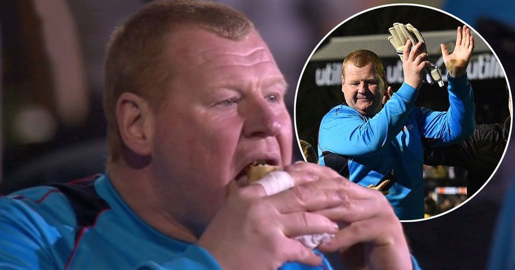 Sutton's roly poly goalie Wayne Shaw subject of FA betting probe after eating pie during Arsenal game