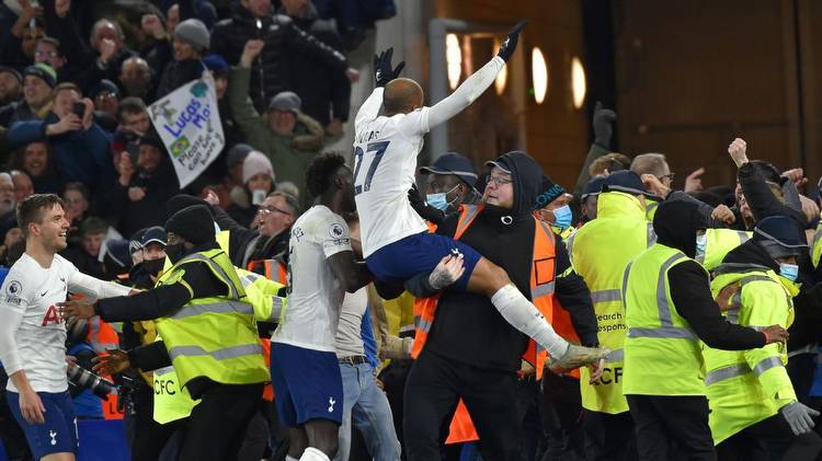 Tottenham's wild win at Leicester broke Premier League record and Lucas Moura celebrated by jumping into steward's arms